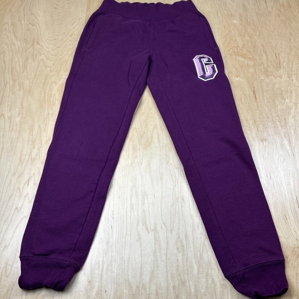 Champion Reverse Weave Purple Jogger Sweatpants XS Unisex C Logo GC W/pockets